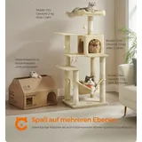 Songmics FEANDREA Kratzbaum, 143 cm, Katzenbaum, mit Hängematte, beige PCT161M01 - Beige