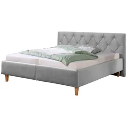 Polsterbett "Sunley 100", silber, B:183cm L:210cm, Struktur (100% Polyester), Strukturstoff (100% Polyester), GUIDO MARIA KRETSCHMER HOME & LIVING, Betten, Kreuzsteppung, Kopfteilhöhe 102 cm, ohne oder mit Matratze/Lattenrost