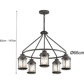 Elstead Lighting Ashland Bay 5-flg. Ø 66,3 cm grau Aluminium, Glas, Metall
