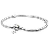 PANDORA Schlangen-Gliederarmband mit Zylinder-Verschluss in Sterling-Silber Moments Barrel Clasp, Snake Chain Armband 21cm 598816C00