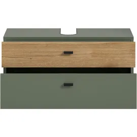 WELLTIME Waschbeckenunterschrank VANN 2 Schubkästen 75 x 35 cm Grün/Schwarz