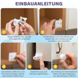 wunderhippo Magnetische Kindersicherungen 20 Schlösser+4 Schlüssel, weiß