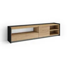 SKRAUT HOME Lowboard 207x50x37 cm Schwarz/Eiche Holzwerkstoff