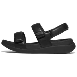Sandale FITFLOP "F-MODE GO", Damen, Gr. 40, schwarz, Lederimitat, unifarben, casual, Schuhe, Keilsandale, Klettschuh, Sommerschuh mit hervorragender Dämpfung
