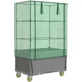 vidaXL Hochbeet Mit Aufsatz Und Rollen 80 x 50 x 182 cm Rattan-Optik