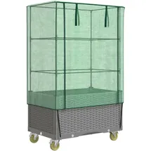 vidaXL Hochbeet Mit Aufsatz Und Rollen 80 x 50 x 182 cm Rattan-Optik