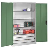 Californian Products CP Stahlschrank 8931-503 S10429 lichtgrau, rededagrün 120,0 x 50,0 x 195,0 cm, aufgebaut