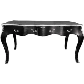 Casa Padrino Barock Sekretär Schwarz / Silber- Schreibtisch Luxus Möbel Büro
