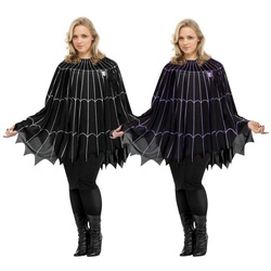 Fun World Kostüm Spinnweben XXL Poncho lila Streifen, Schnell verkleidet durch einfachen Überwurf schwarz