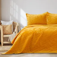 AmeliaHome Tagesdecke 200x220 cm honiggelb Steppung Velvet Samt Laila