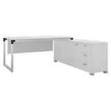 aea Schreibtisch mit Sideboard Büromöbel Modern workstation Arbeitsplatz Schubladen - Weiß