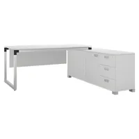 aea Schreibtisch mit Sideboard Büromöbel Modern workstation Arbeitsplatz Schubladen - Weiß