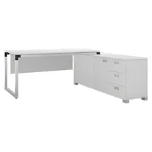 aea Schreibtisch mit Sideboard Büromöbel Modern workstation Arbeitsplatz Schubladen - Weiß