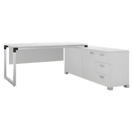 aea Schreibtisch mit Sideboard Büromöbel Modern workstation Arbeitsplatz Schubladen - Weiß