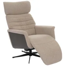 MCA Furniture MCA Relaxsessel HWC-N56, Fernsehsessel Liegesessel Fußstütze drehbar Bouclé Stoff Holz ~ Stoff braun, Holz grau