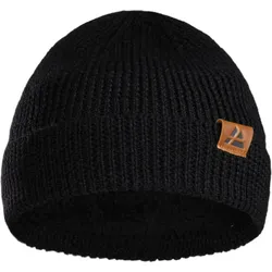 Beanie Merino Mütze mit Fleece schwarz EINHEITSGRÖSSE