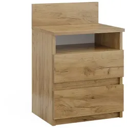 Vicco Nachttisch Monty, 39,6 x 59,1 cm, Goldkraft Eiche, Nachtschrank mit 2 Schubfächer