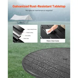 Vevor Gartentisch Ø 120 x 72,5 cm Schwarz
