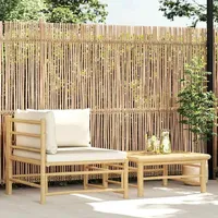 vidaXL Garten-Lounge-Set 2-tlg. cremeweiß Bambus
