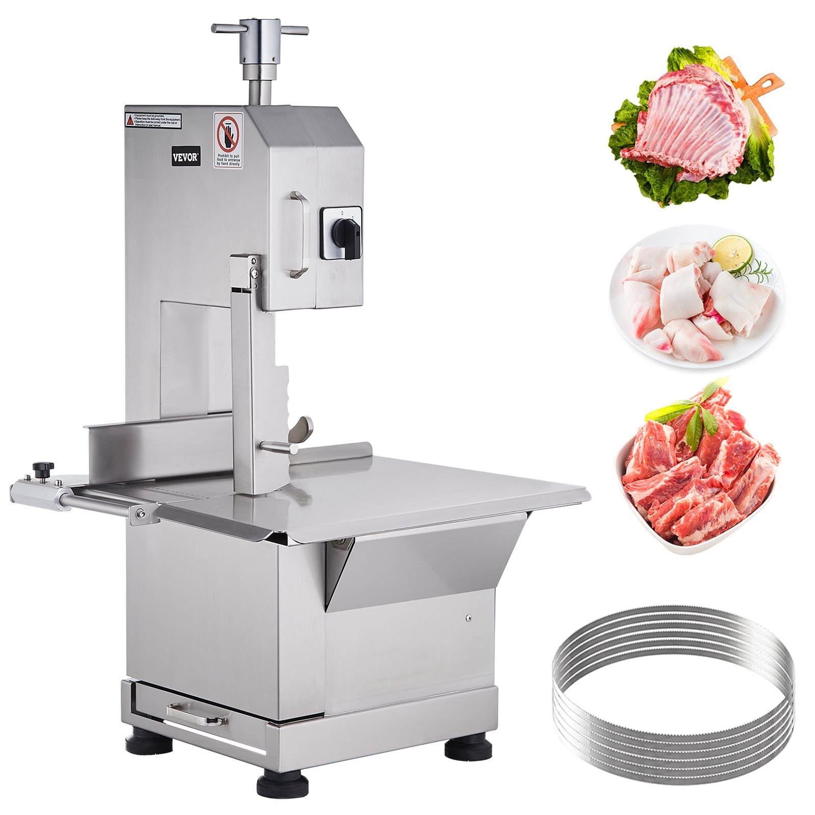 VEVOR Kommerzielle Fleisch-Knochen-Sägemaschine 2200 W 1000 kg/h Knochenschneidemaschine Gefrorene Fleisch-Knochen-Schneidemaschine 0-180 mm