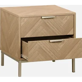 sweeek 2er-Set Nachttische mit Fischgrät-Dekor - sweeek