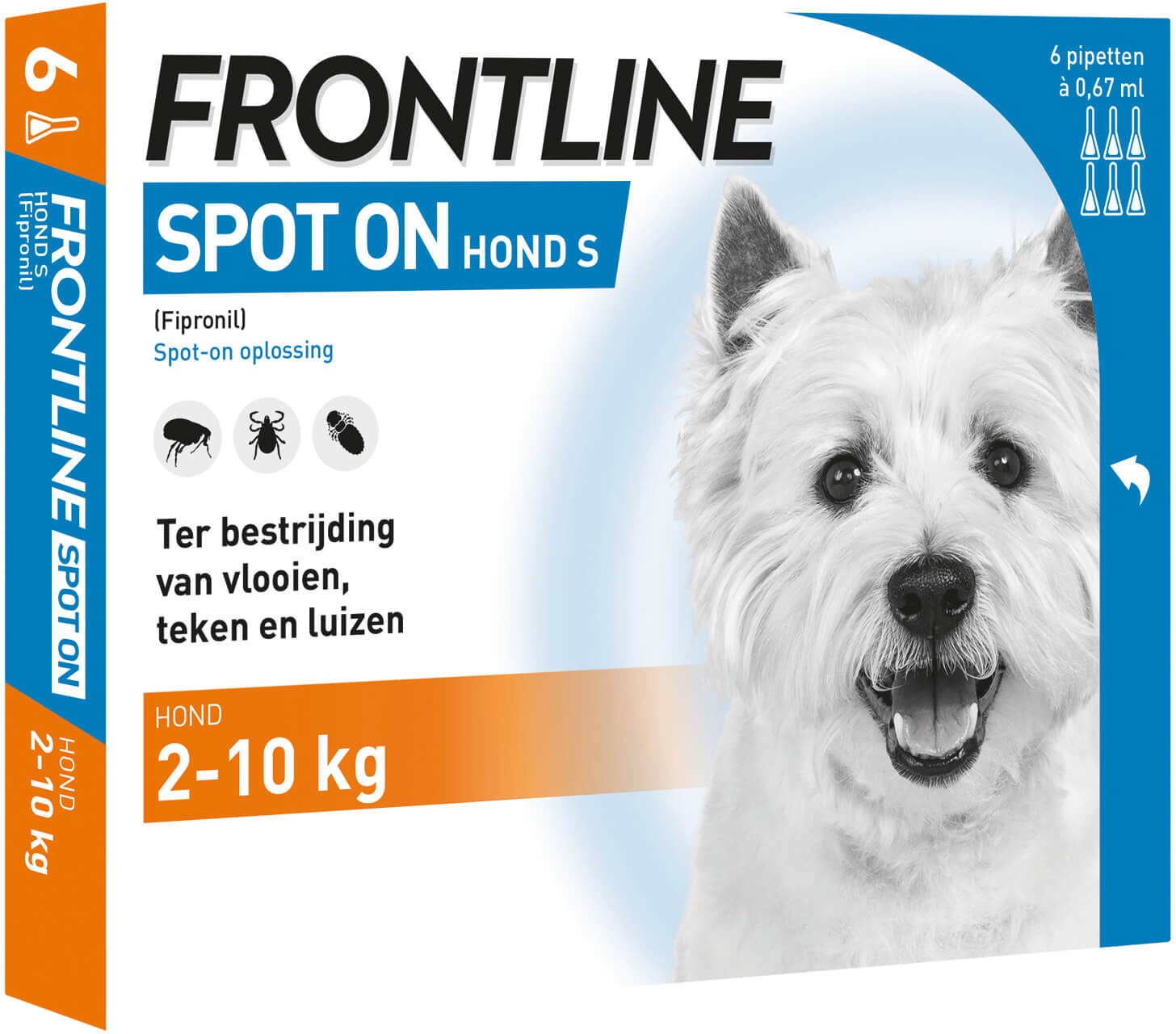 Frontline Spot-on hond  S / 2 - 10 kg  6 pipetten