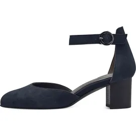 TAMARIS Comfort Damen Pumps mit Riemen aus Leder Elegant, Blau 37 EU