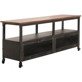 Mendler HWC-N28 Lowboard 55x130x36cm Schwarz/Braun Holz/Metall