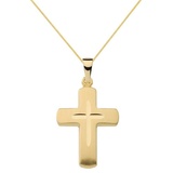 HOPLO Kreuzanhänger Anhänger Kreuz mit massiver Goldkette 1,1 mm 333-8 Karat Gold, Made in Germany 60 cm