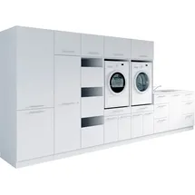 laundreezy Mehrzweckschrank-Set Laundreezy, 12-tlg. Mehrzweckschrank-Set B/H/T 445/200/68 cm, (12-St), Breite 445 cm, Soft-Close-Funktion, höhenverstellbare Füße weiß
