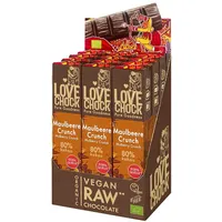 Lovechock Bio rohe Schokolade Bars, Maulbeere-Vanille 12x40 g