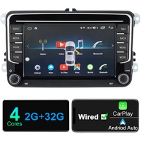 Android Autoradio mit Navi Bildschirm für VW Golf 5 6 Skoda Polo Seat Passat, 7 Zoll Android Auto Carplay Doppel Din Radio Auto Radio Touch Display Bluetooth RDS GPS Original Rückfahrkamera Decoder