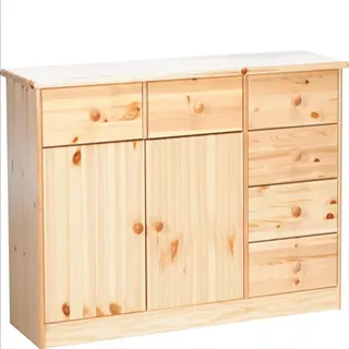 Erst-Holz, Kommode + Sideboard, 90.50-26 Kommode Anrichte Kiefer natur 6 Schubladen, 2 Türen