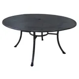 Streckmetall Gartentisch Treviso - √ò 150 x 72 cm - Farbe: Eisengrau - runder Gartentisch mit Schirmloch aus Stahl und Streckmetall