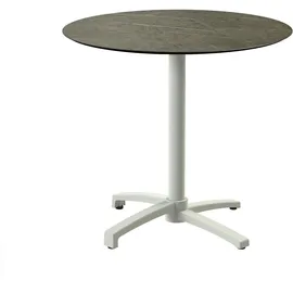 Essentials X Cross Terrassentisch Sand gestell + Midnight Marble HPL Ø70 cm