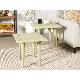 Beliani Beistelltisch 2er Set BELIDHA Mango Holz Hellgrün