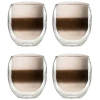 Feelino Gläser-Set 4x Latte Macchiato Glas Kaffeeglas Fußball 350ml Thermoglas, Glas weiß