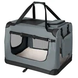 Juskys Hundetransportbox Lassie L (grau) faltbar - 50x70x52 cm Hundetasche Hundebox