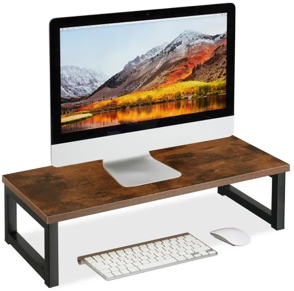 Relaxdays Monitorständer im Industrial-Design Dunkelbraun,Schwarz