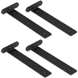 TESSTINA 4 Stücke Regalhalterung Regalträger 20 cm, Schwerlast Regalwinkel für die Wandmontage, Stahlwinkel Metall 80 KG Tragkraft, Schwarz Unsichtbar Wandhalterung