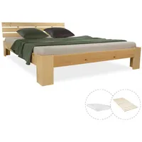 Homestyle4u Holzbett Braun, Holz, Kiefer, 140x200 cm, Schlafzimmer, Betten