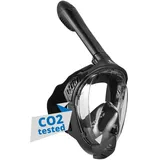 Khroom Schnorchelmaske für Erwachsene & Kinder | TÜV geprüfte Vollgesichtsmaske CO2 sicher | Tauchermaske mit Easy-Breath System | Anti-Beschlag | inkl. Tragetasche (Schwarz S/M)