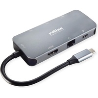 Roline USB-C® Dockingstation + USB Hub, Grau