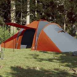 Campingzelt 6 Personen Grau & Orange 576x238x193 cm 185T Taft