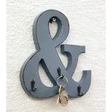 DanDiBo Ambiente Garderobenhaken Buchstabe & 3 Schlüsselhaken 24 cm Blau