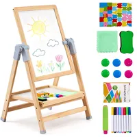 Vevor Kunststaffelei für Kinder, 2-in-1-Kunststaffelei aus Holz, doppelseitig, mit magnetischem Whiteboard und Kreidetafel, verstellbares stehendes, drehbares, faltbares Zeichenbrett für Jungen und Mädchen