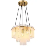 GLOBO Lighting - Kronleuchter 5 flammig Hängelampe gold Glasstäbe opal Wohnzimmerlampe Esstischleuchte, Metall, 5x E27, DxH 50 x 120 cm