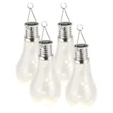 Lunartec 4er-Set Solar-LED-Lampen in Glühbirnen-Form, 3 warmweiße LEDs, 2 Lumen