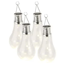 Lunartec 4er-Set Solar-LED-Lampen in Glühbirnen-Form, 3 warmweiße LEDs, 2 Lumen