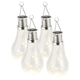 Lunartec 4er-Set Solar-LED-Lampen in Glühbirnen-Form, 3 warmweiße LEDs, 2 Lumen